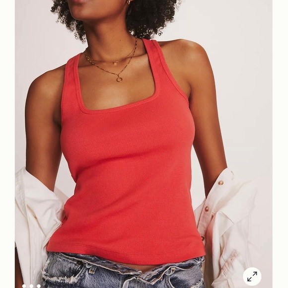 Anthropologie Tops - Anthropologie Maeve Racerback Ribbed Coral Tank